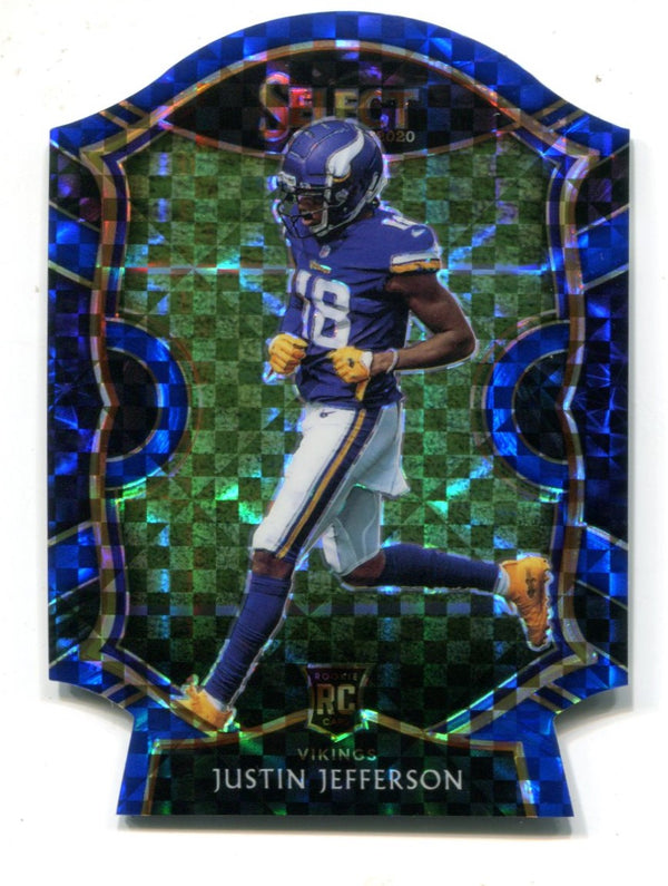 Justin Jefferson 2020 Panini Select Blue Checkerboard Dye-Cut Prizm #61