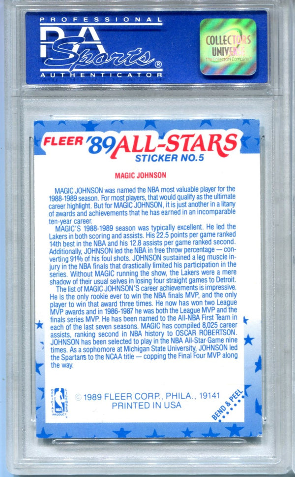 Magic Johnson Autographed 1989 Fleer All-Stars Card #5 PSA 8