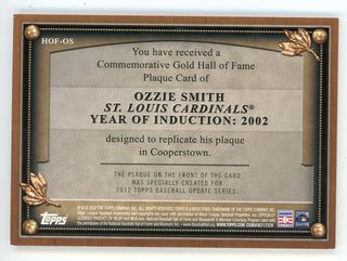 Ozzie Smith 2012 Topps Update Commemorative Hall of Fame Plaques #HOF-OS