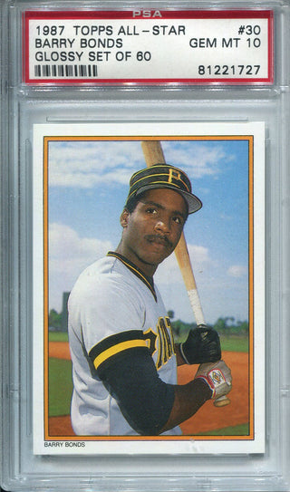 Barry Bonds 1987 Topps All-Star Glossy Set Card #30 (PSA Gem Mint 10)