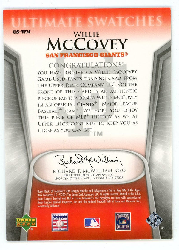 Willie McCovey 2004 Upper Deck Ultimate Swatches Patch Relic #US-WM