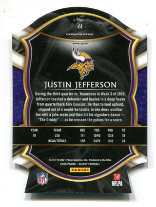 Justin Jefferson 2020 Panini Select Blue Checkerboard Dye-Cut Prizm #61