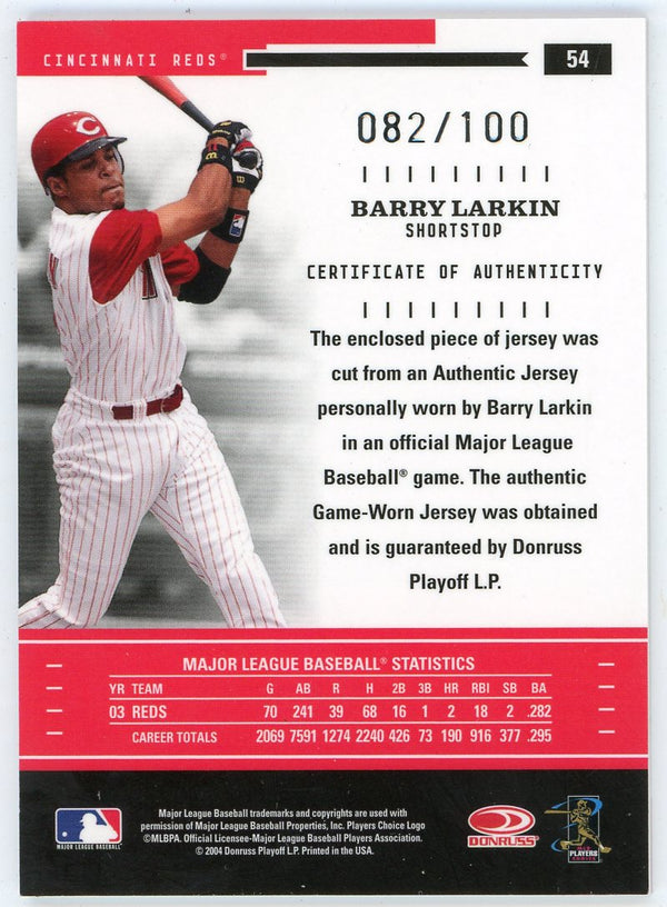 Barry Larkin 2004 Donruss Throwback Threads Patch Relic #54