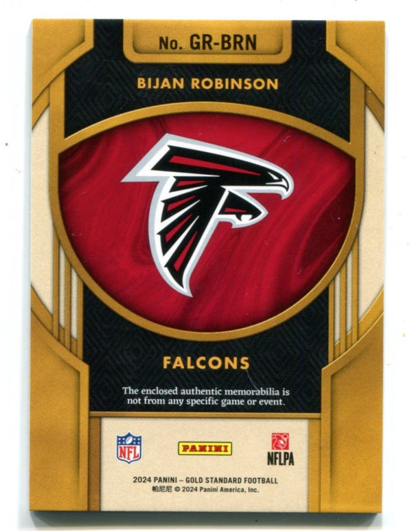 Bijan Robinson 2024 Panini Gold Standard Gold Rush Patch Card #GRBRN /299