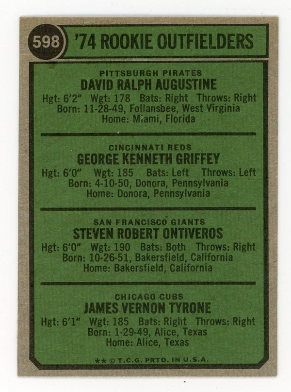 '74 Rookie Outfielders #598 Card