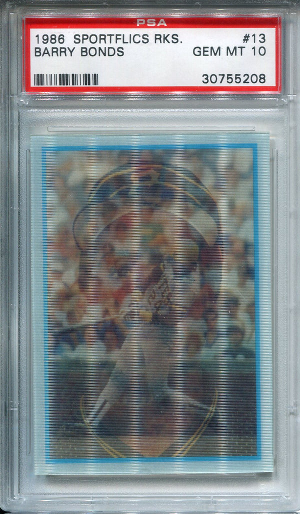 Barry Bonds 1986 Sportflics Rookies Rookie Card #13 (PSA Gem Mint 10)