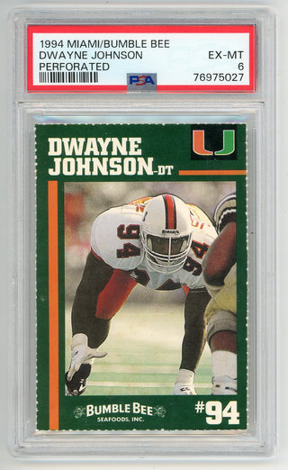 Dwayne Johnson 1994 Miami Bumble Bee Perforated PSA 6