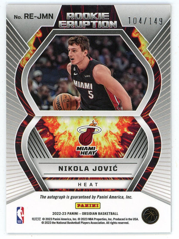 Nikola Jovic 2022-23 Panini Obsidian Autographed Rookie Eruptions #RE-JMN