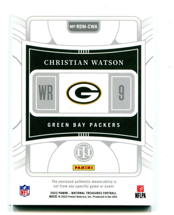 Christian Watson 2022 Panini National Treasures #RDMCWA Jersey Card