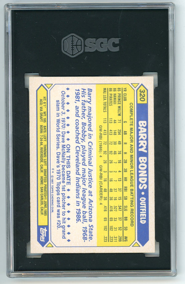 Barry Bonds 1987 Topps Tiffany #320 SGC 8.5