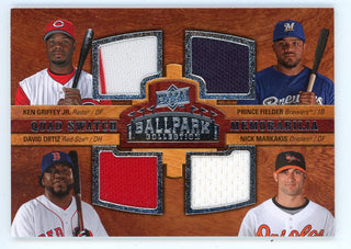 Ken Griffey Jr., Prince Fielder, David Ortiz, Nick Markakis 2008 Upper Deck Quad Swatches Memorabilia #242