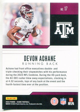 De’Von Achane 2023 Panini Score Protential Rookie Card #17