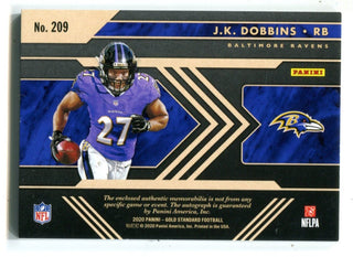 JK Dobbins 2020 Panini Gold Standard Auto Jersey Card #209 Card /99