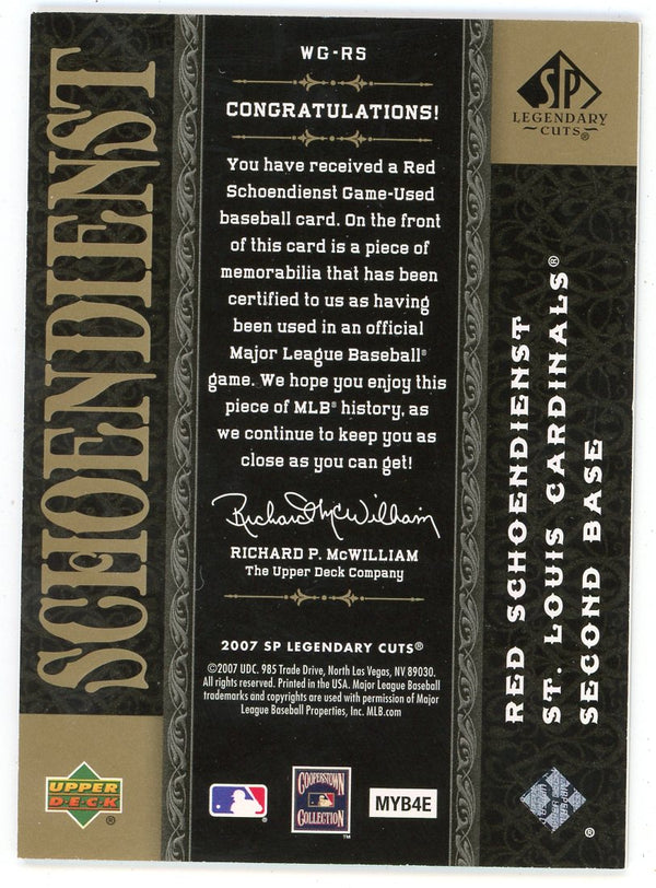 Red Schoendienst 2007 Upper Deck When It Was A Game Patch Relic #WG-RS