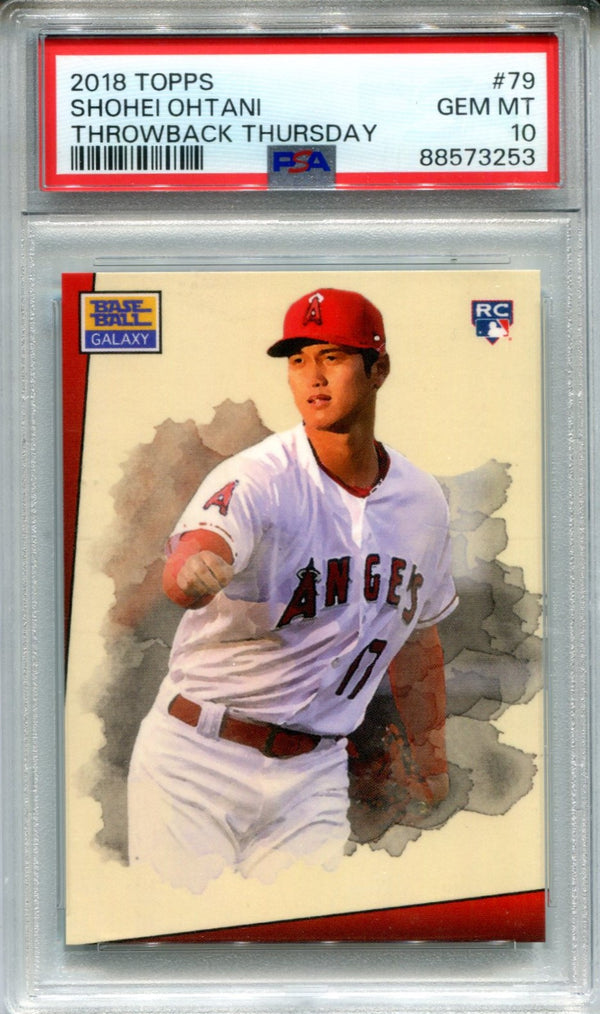 Shohei Ohtani 2018 Topps #79 Throwback Thusday Baseball Galaxy PSA 10 Card