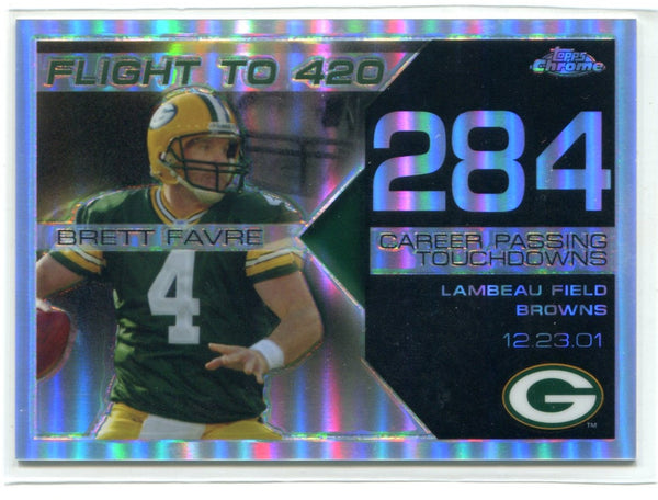 Brett Favre 2008 Topps Chrome Flight To 420 Refractor Card #BFC-284 96/199