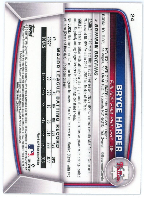 Bryce Harper 2023 Topps Bowman Chrome #24