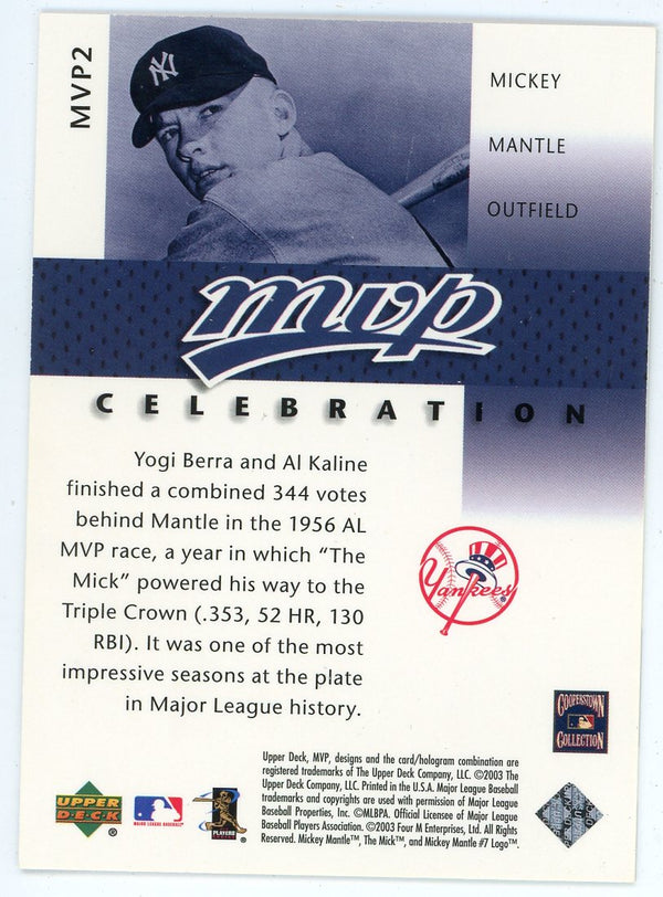 Mickey Mantle 2003 Upper Deck MVP #MVP2 Celebration Card