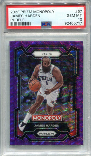 James Harden 2023 Panini Prizm Purple Monopoly #67 PSA 10 Card