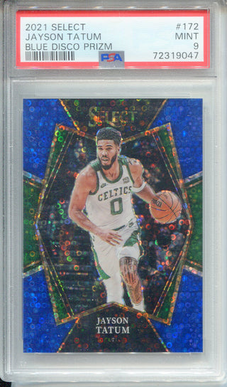 Jayson Tatum 2021 Panini Select Blue Disco Prizm /25 #172 (PSA 9)