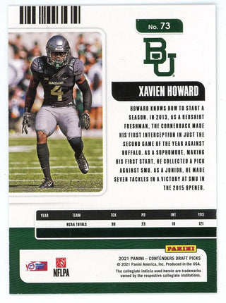 Xavien Howard 2021 Panini Contenders Draft Picks Card #73