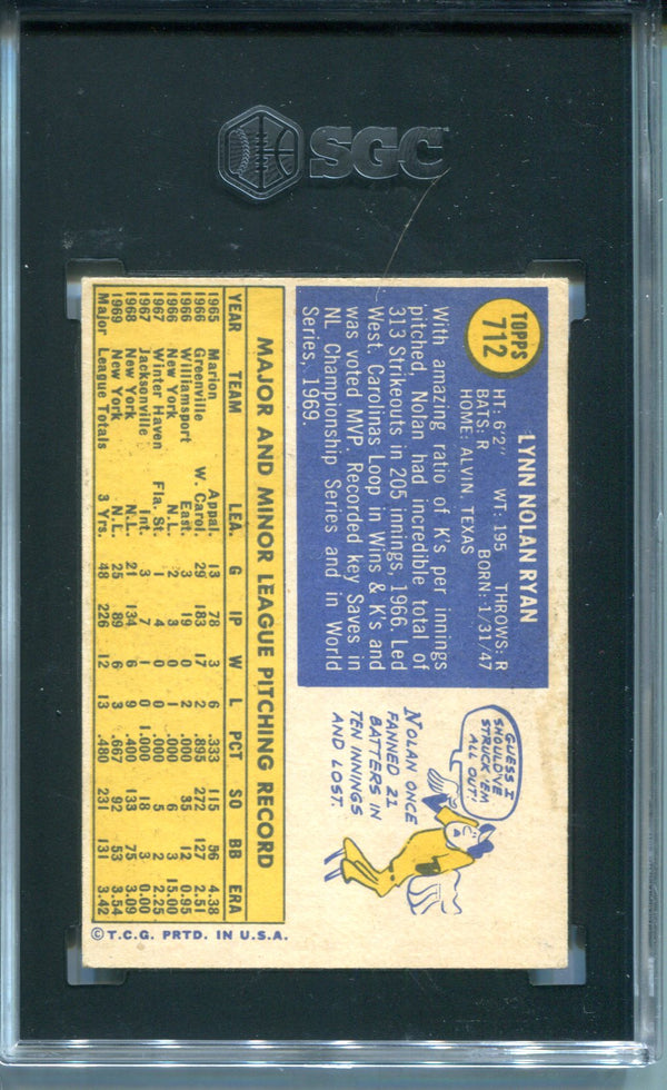 Nolan Ryan 1970 Topps #712 SGC 4 Card