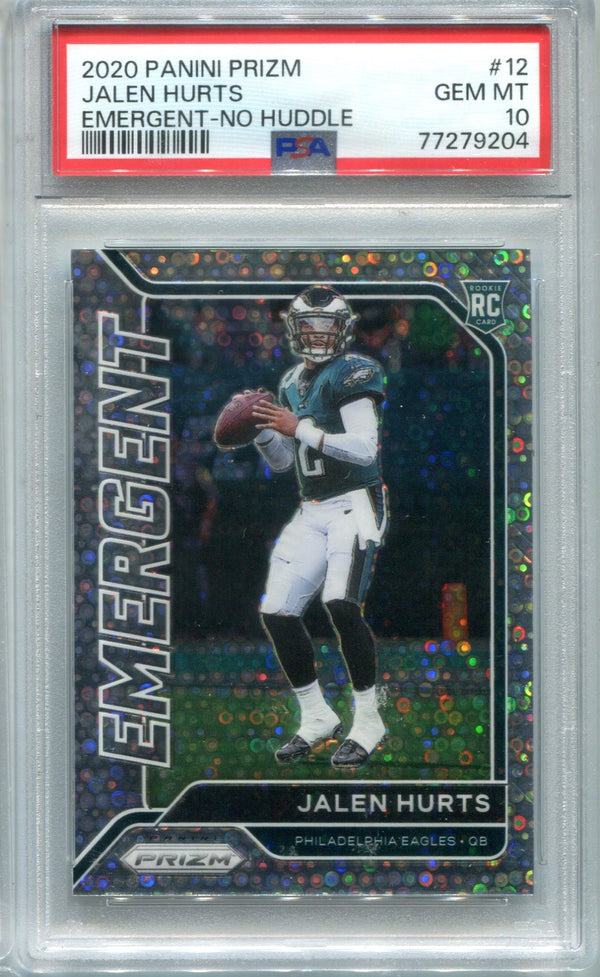 Jalen Hurts 2020 Panini Prizm #12 Emergent No Huddle PSA 10 Card