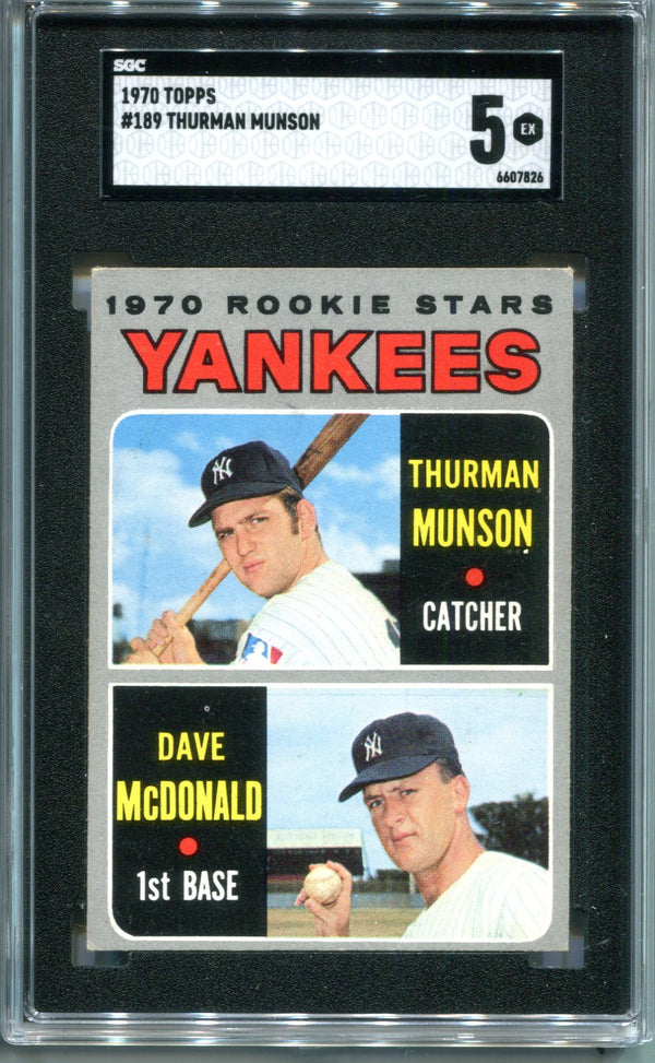 Thurman Munson 1970 Topps #189 SGC 5 Card