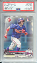 Ronald Acuna Jr. 2017 1st Bowman Prospects Rookie Card #BP127 (PSA 10)