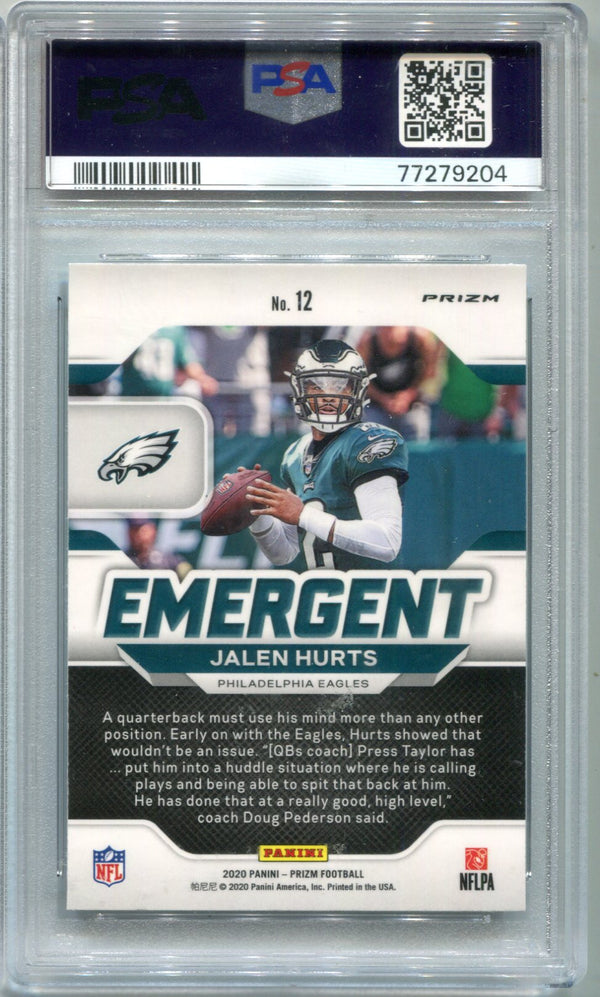 Jalen Hurts 2020 Panini Prizm #12 Emergent No Huddle PSA 10 Card