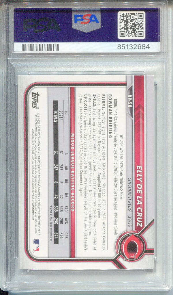 Elly De La Cruz 2022 Topps 1st Bowman Prospects Rookie Card #BP50 (PSA 10)