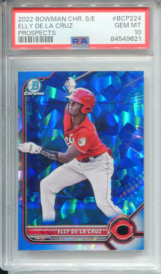 Elly De La Cruz 2022 Topps Bowman Chrome Sapphire Edition #BCP-224 Card (PSA 10)