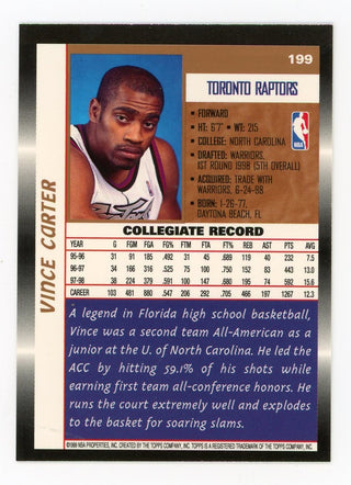 Vince Carter 1999 Topps Rookie Card # 199