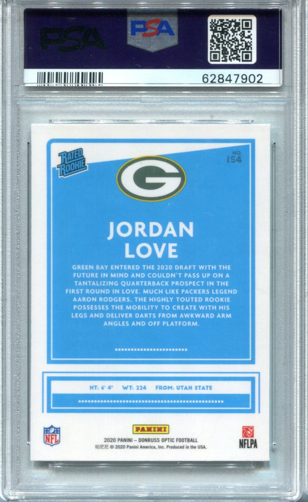 Jordan Love 2020 Panini Donruss Optic #154 PSA 9 card