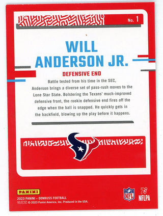 Will Anderson Jr. 2023 Panini Donruss The Rookies #1