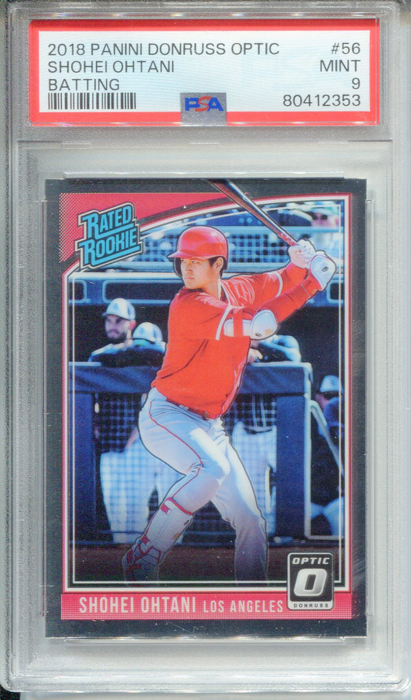 Shohei Ohtani 2018 Panini Donruss Optic Batting Rated Rookie Card #56 (PSA 9)