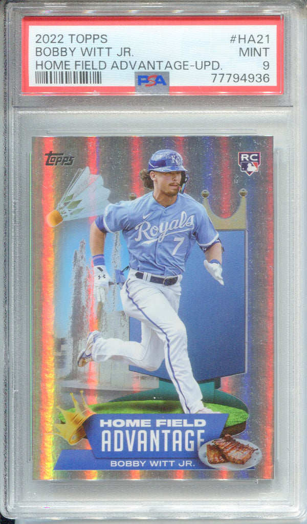 Bobby Witt Jr. 2022 Topps Update Series Home Field Advantage Rookie Card (PSA 9)