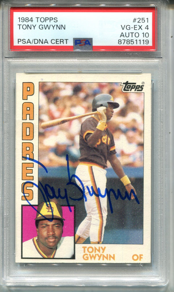 Tony Gwynn 1984 Topps #251 Autographed card ( PSA VG 4/AUTO 10)