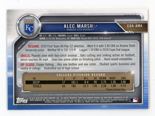 Alec Marsh 2019 Topps 1st Bowmans Chrome Autograph Issue #CDA-AMA Card