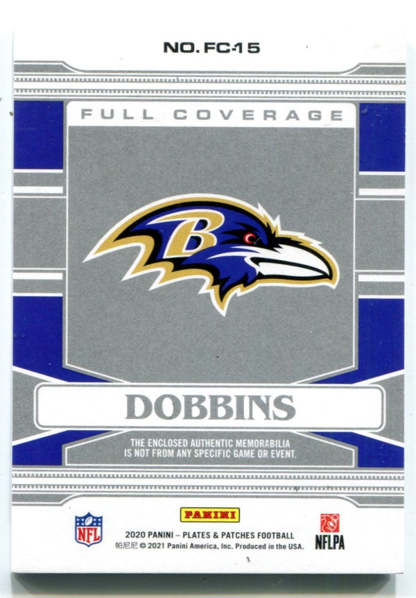 JK Dobbins 2020 Panini Plates & Patches Full Coverage Jersey Patch Card /50