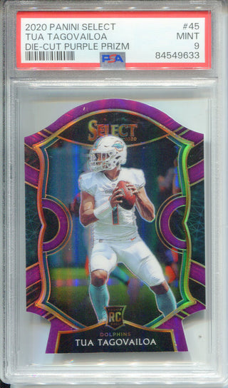 Tua Tagovailoa 2020 Panini Select Die Cut Purple Prizm Rookie Card #45 (PSA 9)