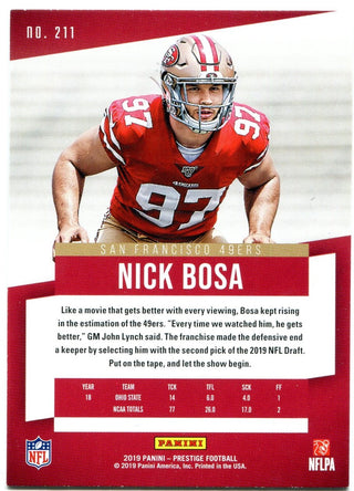 Nick Bosa 2019 Panini Prestige Rookie Card