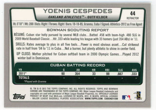 Yoenis Cespedes 2012 Topps Bowman Chrome Refractor #44 Card