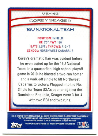 Corey Seager Topps USA Baseball 2010