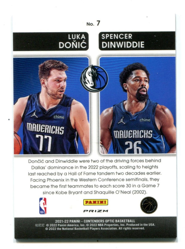 Luka Doncic/Spencer Dinwiddie Contenders Optic Pick & Roll #7 Card