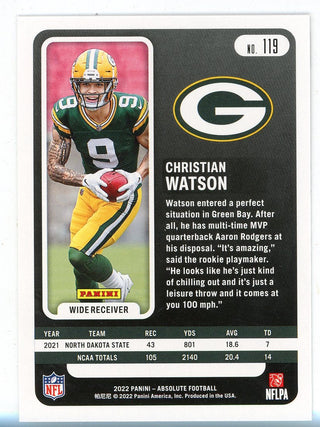 Christian Watson 2022 Panini Absolute Rookie Card #119