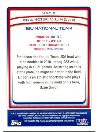 Francisco Lindor Topps USA Baseball 2010