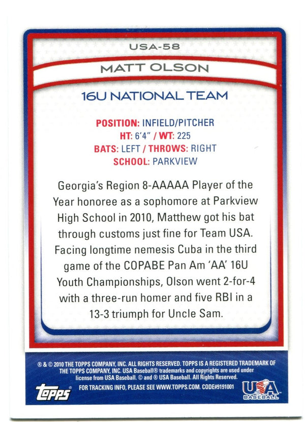 Matt Olson Topps USA Baseball 2010