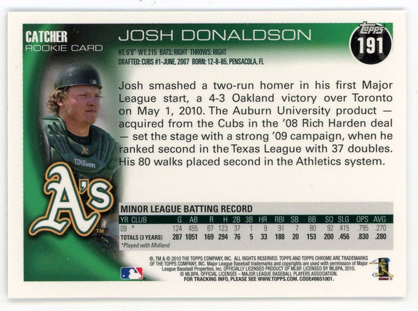 Josh Donaldson 2010 Topps Chrome Rookie #191 Card