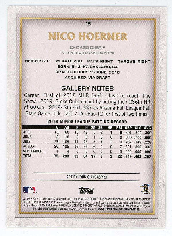 Nico Hoerner 2020 Topps Artist Proof Rookie Card #18